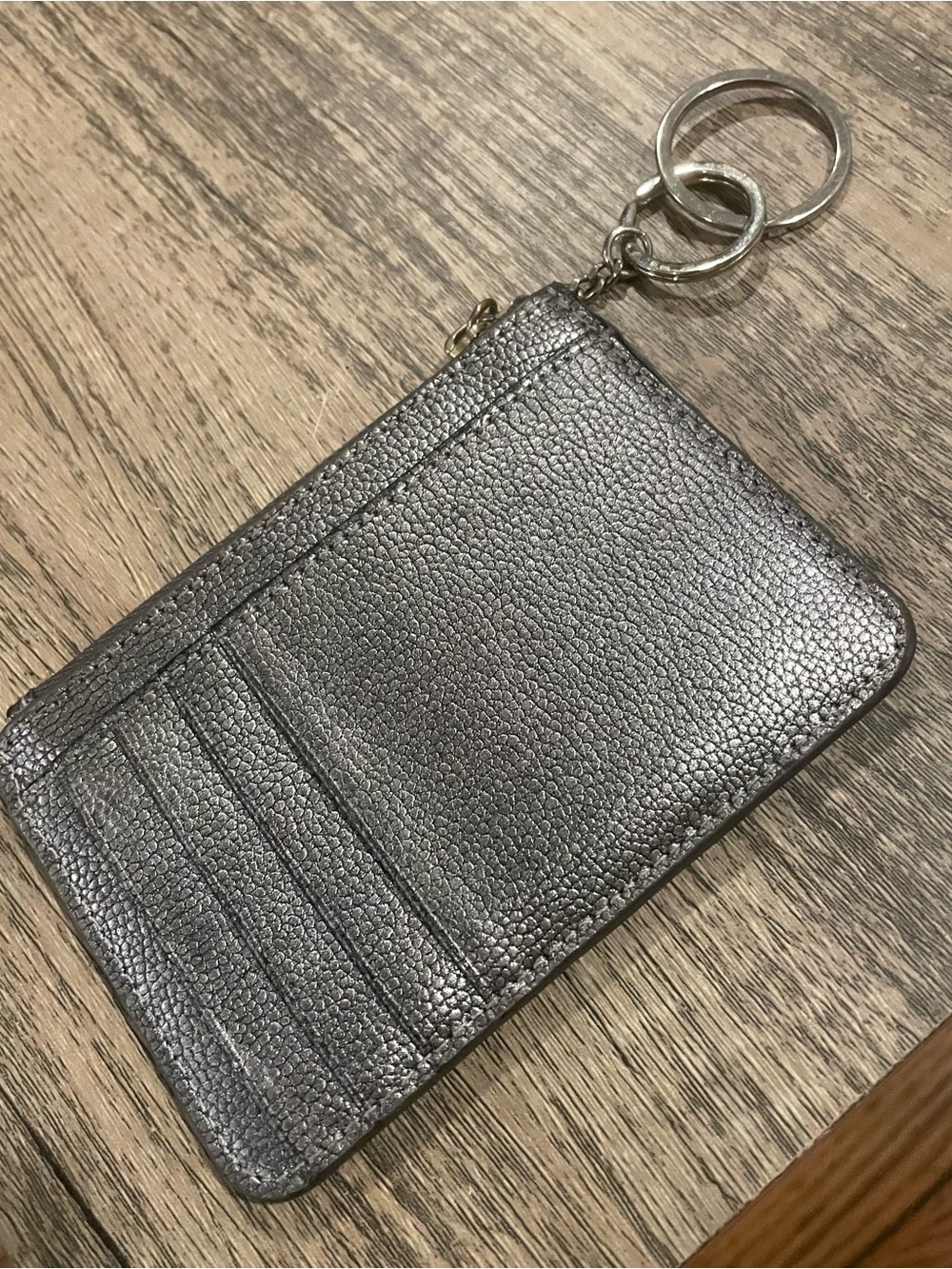 kate spade Silver Gold Glitter Mini Pouch with Keyring - Picture 3 of 5